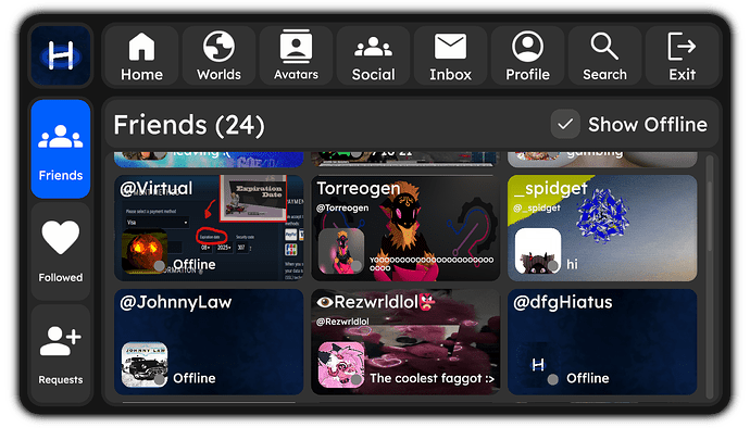 A Player's Friends Page