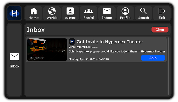 The Message Page, where Invites or Requests would apear