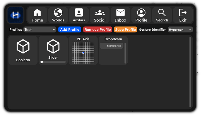 The Current Avatar Page with some example Menu Items